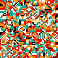 Bauhaus element seamless pattern, tiled background vector