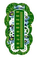 Kids height chart. Cartoon robots and androids vector