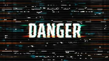 Danger glitch background, hacking or virus screen vector