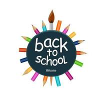 Back to school icon with pencils and paint brush vector