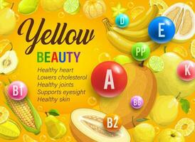 Yellow day, color rainbow diet, organic nutrition vector