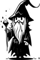 Wizard, Black and White Vector illustration