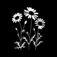 Daisies - Black and White Isolated Icon - Vector illustration