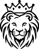 Lion with Crown, Minimalist and Simple Silhouette - Vector illustration