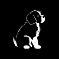 perro - negro y blanco aislado icono - vector ilustración