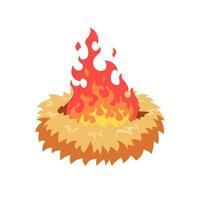 burning bird's nest isolated white background vector