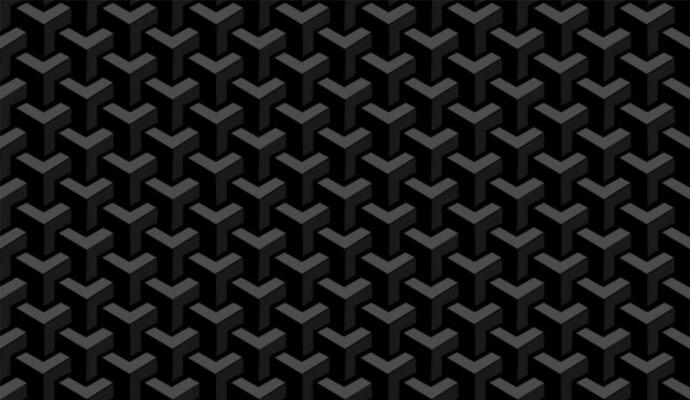 black seamless geometric 3d pattern vector background