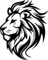 Lion Face, Black and White Vector illustration