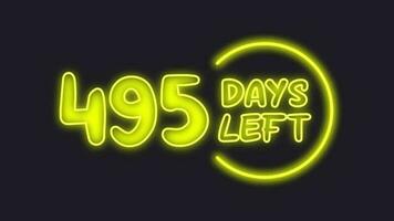 495 day left neon light animated video