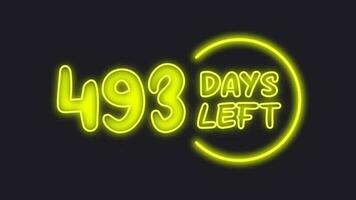 493 day left neon light animated video