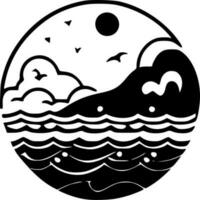 Ocean, Black and White Vector illustration