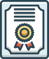 color icon for certificate vector