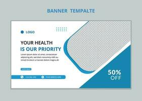 Medical health web banner template.  For medical health cara and clinic vector