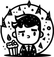 cumpleaños - negro y blanco aislado icono - vector ilustración