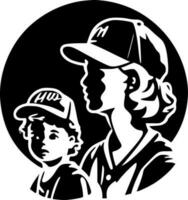 Baseball Mom - Black and White Isolated Icon - Vector illustration