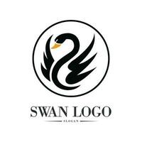 natural negro cisne logo diseño vector