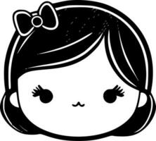 Baby Girl, Black and White Vector illustration