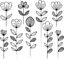 Flowers - Black and White Isolated Icon - Vector illustration