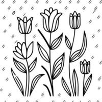 Flowers - Black and White Isolated Icon - Vector illustration