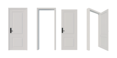 door isolated on white background PNG 3d rendering . light gray door