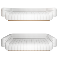 sofá blanco tela aislado en blanco fondo, 3d png. png