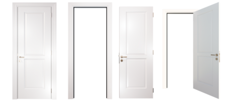 Tür Weiß golden Griff isoliert auf Weiß Hintergrund png 3d Wiedergabe.