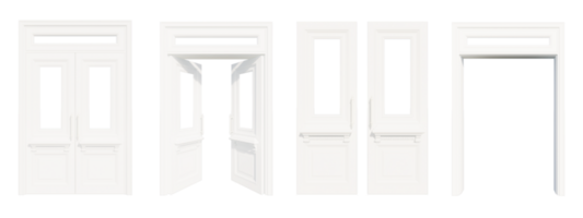 puerta aislado en blanco antecedentes png 3d representación . ligero gris puerta