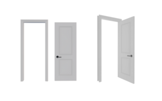 door isolated on white background PNG 3d rendering . light gray door