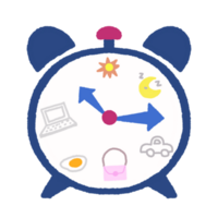 Blue Alarm Clock With Daily Routine Activities png