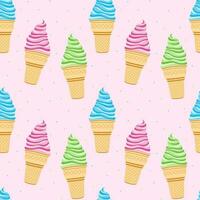 Cute kids pattern with ice creams, seamless background, and baby print. Vector texture for kids bedding, fabric, wallpaper, wrapping paper, textile, t-shirt.