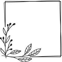 simples quadrado floral quadro, Armação fronteira com uma canto do mão desenhado plantas para uma Casamento ou noivado ou cumprimento cartão png