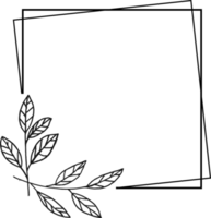 einfach Platz Blumen- Rahmen Rand mit ein Ecke von Hand gezeichnet Pflanzen zum ein Hochzeit oder Engagement oder Gruß Karte png