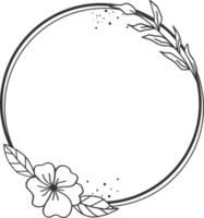 Circle Floral border with hand drawn flowers and leaves for wedding or engagement or greeting card png
