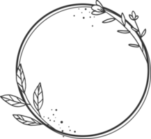 cercle floral frontière avec main tiré fleurs et feuilles pour mariage ou engagement ou salutation carte png