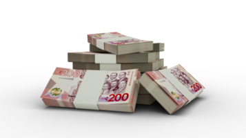 3d rendering of Stack of Ghanaian cedi notes. bundles of Ghanaian currency notes isolated on transparent background png