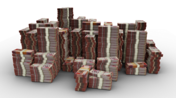 Big stack of Ghanaian cedi notes. A lot of money isolated on transparent background. 3d rendering of bundles of cash png