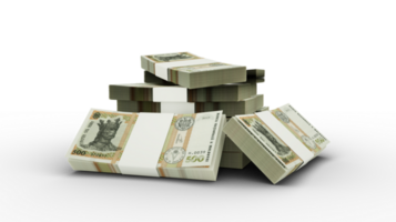 3d rendering of Stack of Moldovan leu notes. bundles of Moldovan currency notes isolated on transparent background png