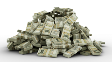 Big pile of Moldovan leu notes a lot of money over transparent background. 3d rendering of bundles of cash png