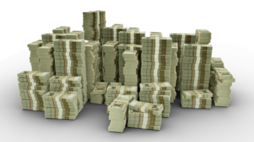 Big stack of Moldovan leu notes. A lot of money isolated on transparent background. 3d rendering of bundles of cash png