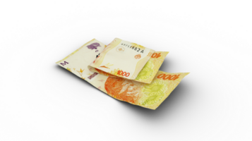 3D rendering of Double Argentine peso notes isolated on transparent background png