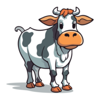 ein spielerisch Karikatur Kuh einstellen gegen ein transparent Hintergrund png