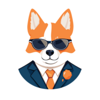 Shiba Inu dog in business suit and sunglasses png
