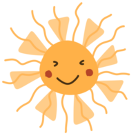 Cute handrawn smiling sun doodle png