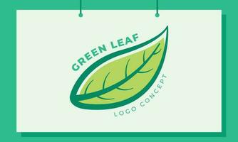 Green leaf logo concept flat vector design for environmental illustration related