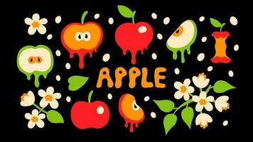 Apple fruit elements vector set