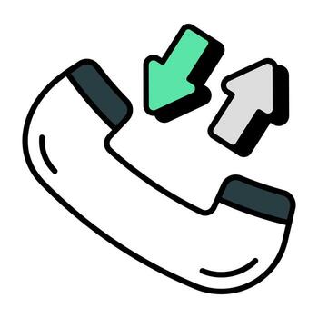 Receiver with two way arrows, concept of call diversion vector