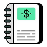 único diseño icono de financiero cuaderno vector