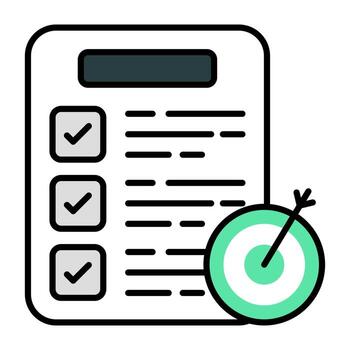 Lista de Verificación con diana, icono de objetivo lista vector