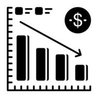 A solid design, icon of loss chart vector