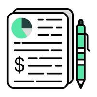 A flat design icon of financial report vector